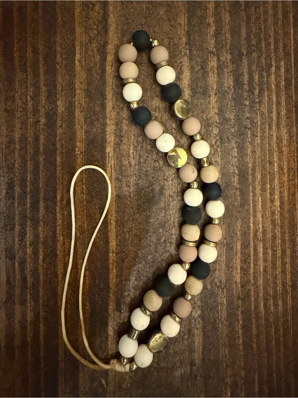 Neutral Beaded Cell phone Wristlet